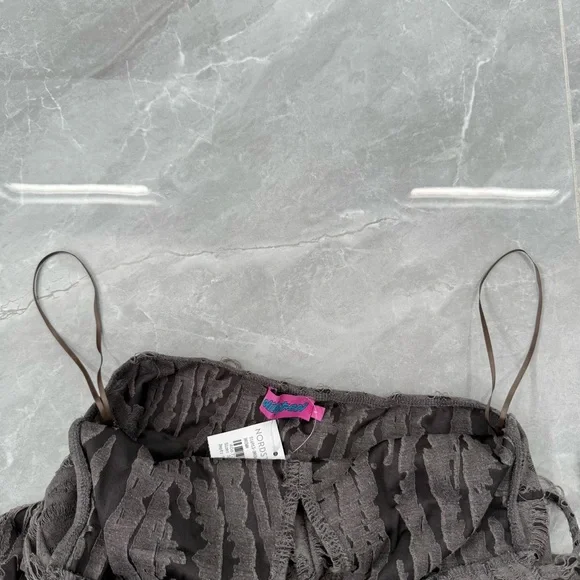 Women’s Edikted Shredded Backless Halter Mini Dress Deep V-Neck Grunge Small - Picture 10 of 16